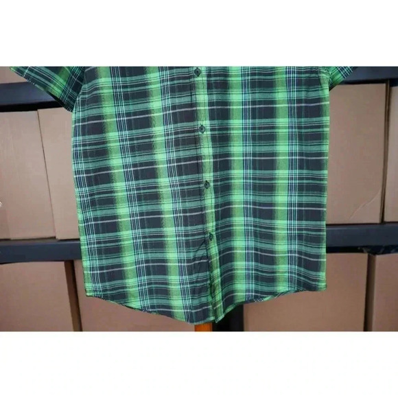 Y2K Motogear Green Black Plaid Shirt Men's S #354 - Picture 4 of 5
